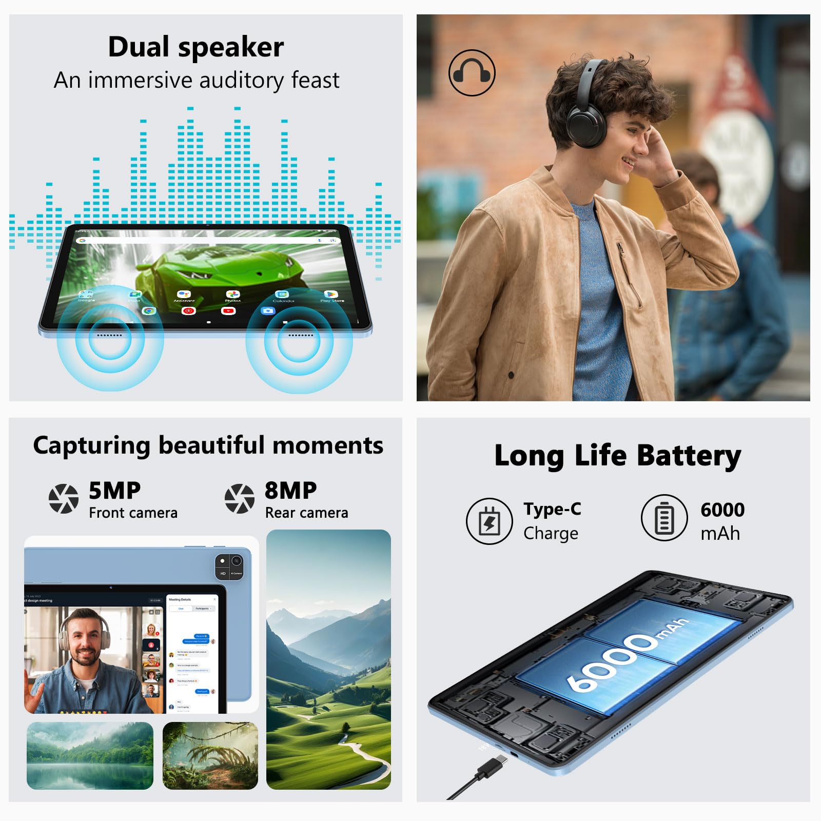 Amazon.com : Android 15 Tablet, 10 Inch Tablet, 12GB RAM 64GB ROM